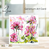 Pink Geranium | Botanical Art Card | Watercolour Original Illustration | Square | with Envelope