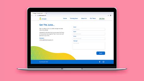 Mockup of the join now page of the basic prototype web layout, featuring a minimal contact form.