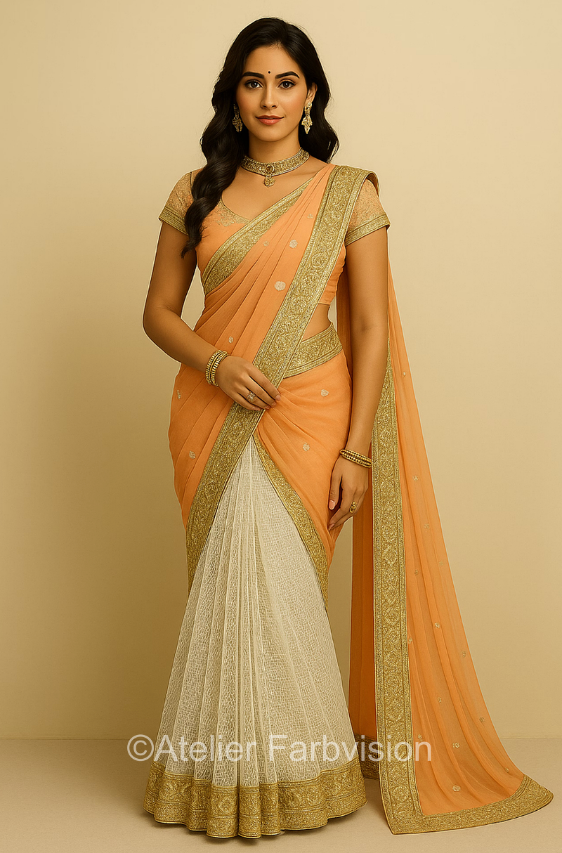 Sari Orange Chiffon - 1144