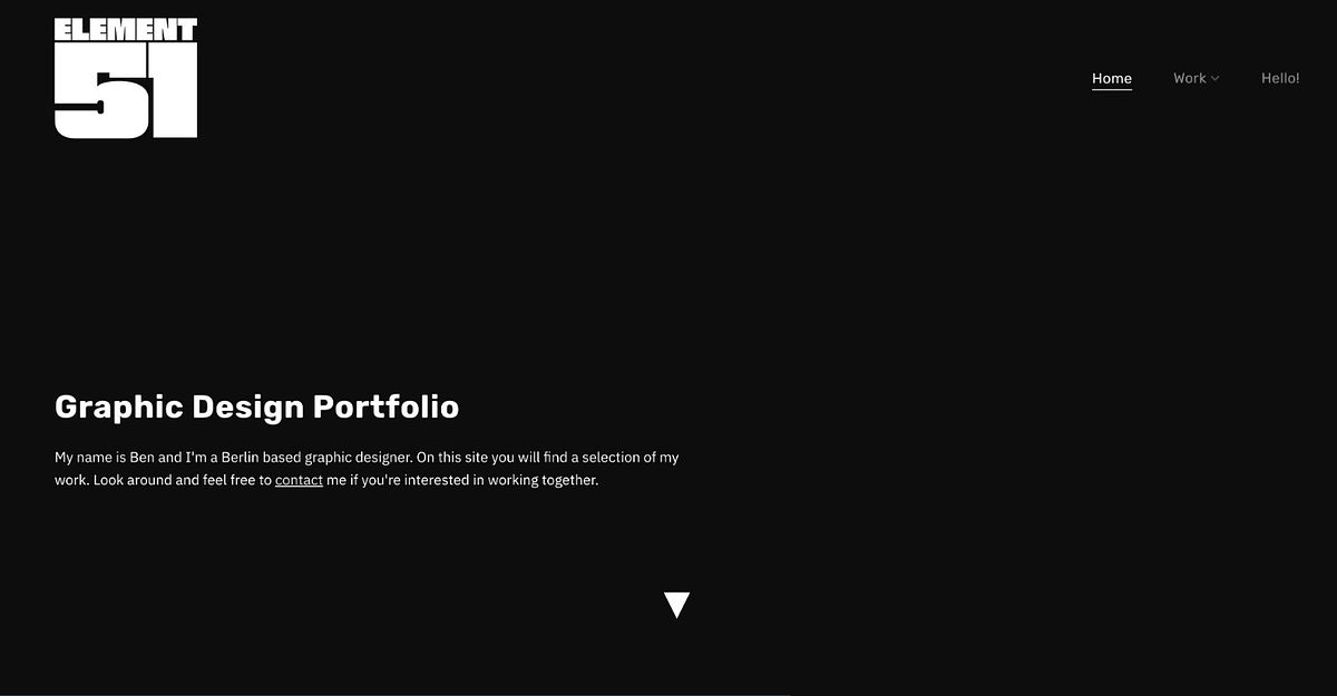Element Fifty graphic and web design portfolio website homepage