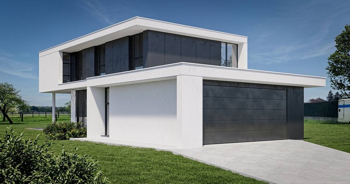 render exterior casa prefabricada Francia arquitectura moderna vivienda