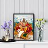 Shiva Parvati and Ganesha on Mount Kailas with Nandi by Raja Ravi Verma