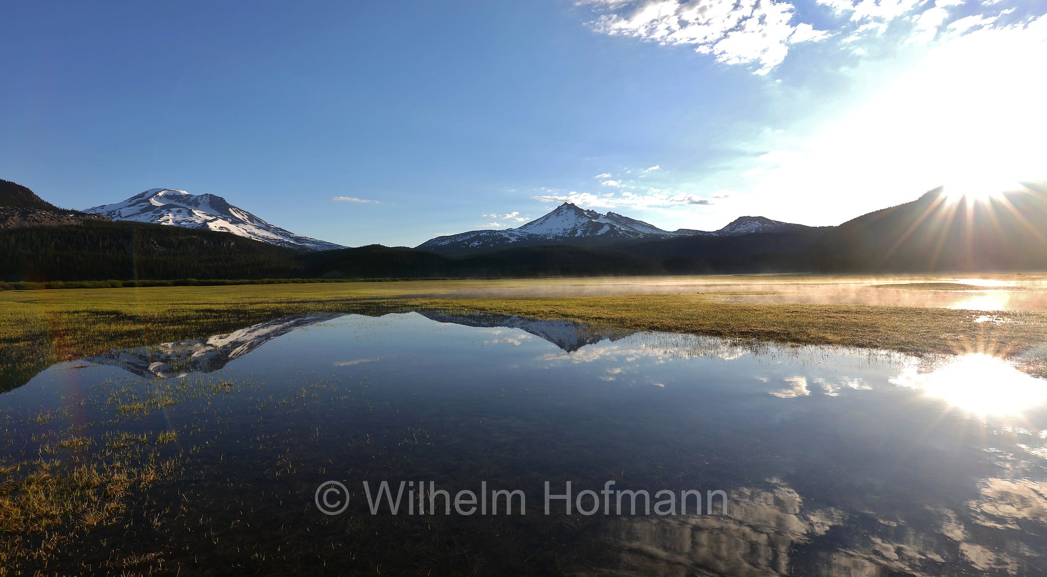 Three Sisters, Soda Creek, Sparks Lake Meadow, Oregon, USA
