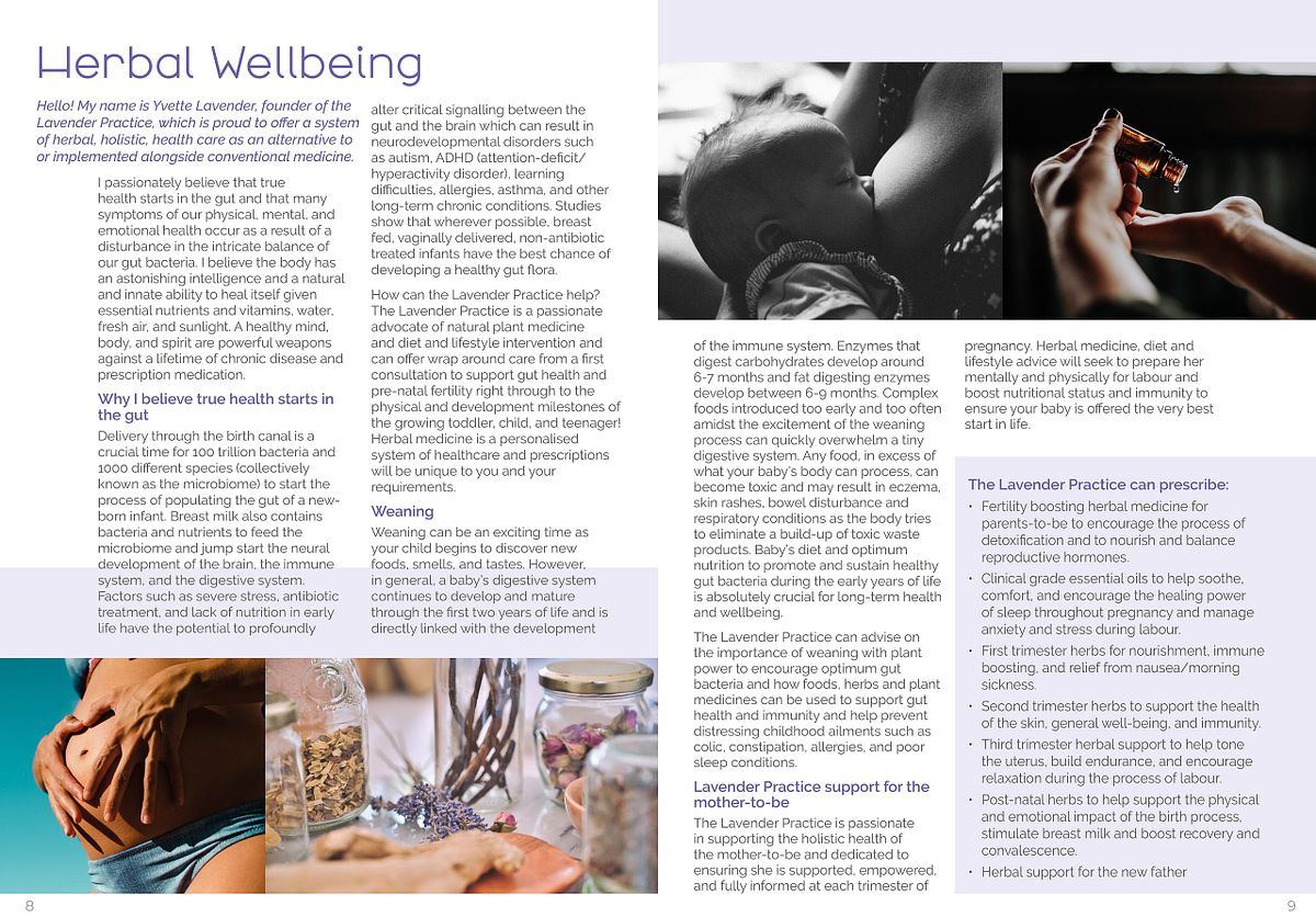 magazine spread featuring essential oil massage and self care during pregnancy