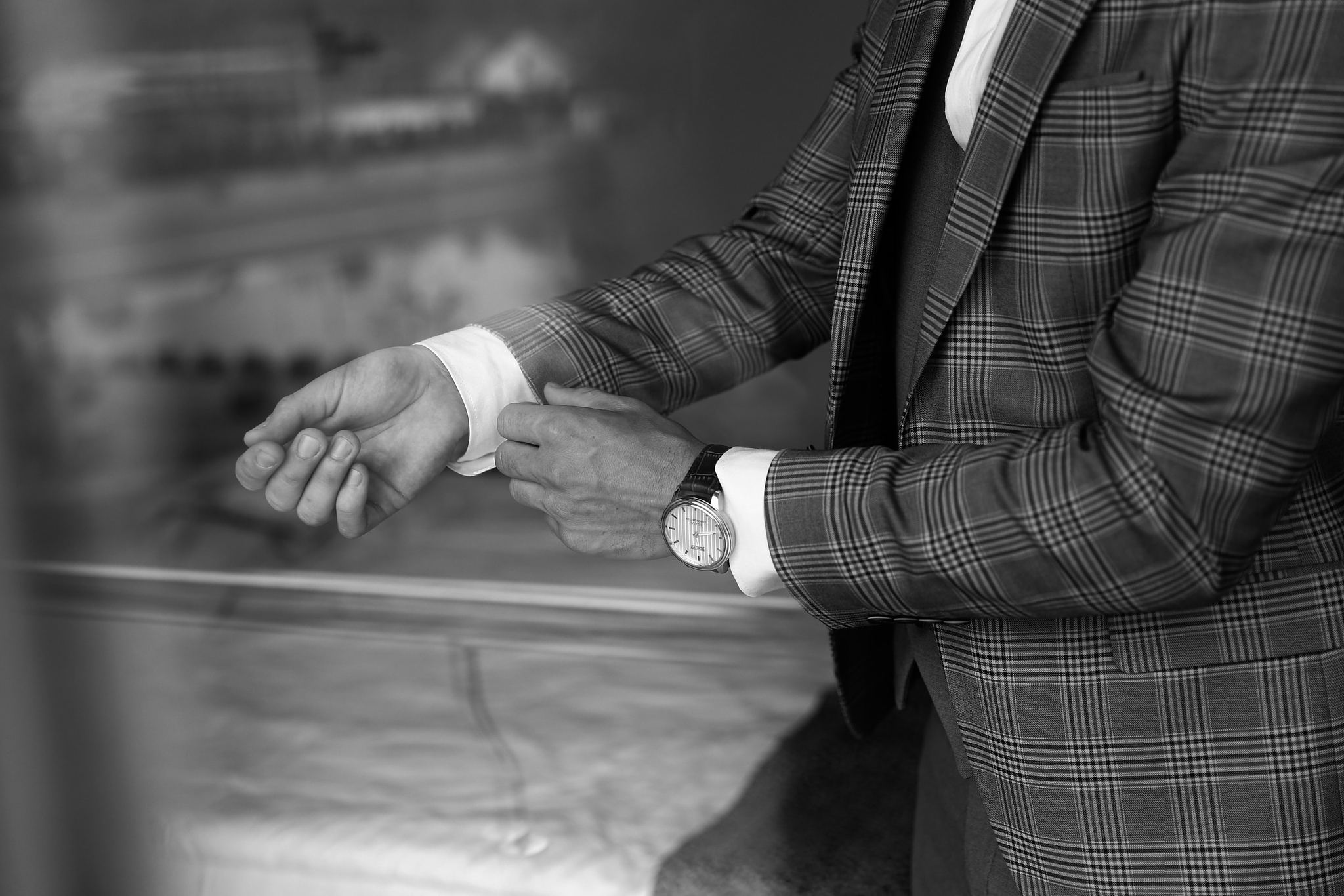 Groom getting ready on his wedding morning