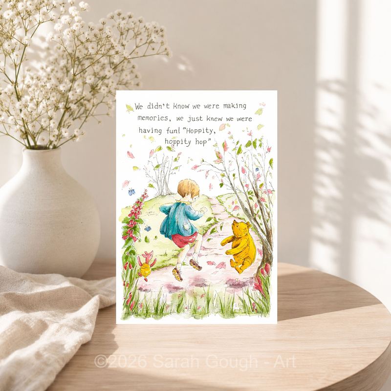 Hoppity Hop | Winnie the Pooh, Christopher Robin and Piglet | Art Card