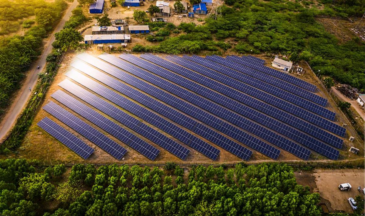 Top view of Solar panels, Heidelberg-Zuari cement ltd,  Hyderabad, INDIA