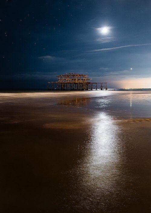 west pier brighton moon venus