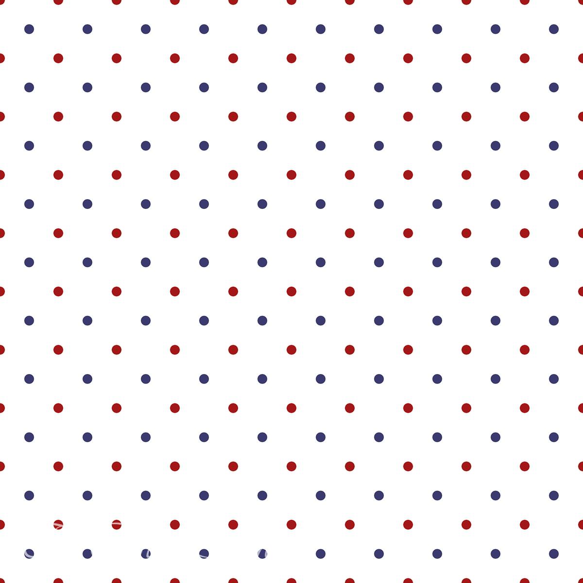 Tiny red and blue polka dots evenly spaced across a white background in a simple repeating surface pattern.