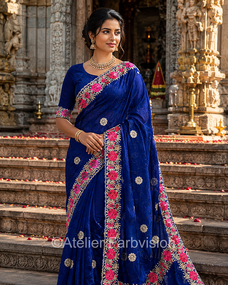 Sari Blau Georgette - 1020