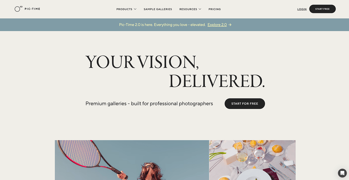Pic-Time gallery interface with print marketing automation for wedding photographers