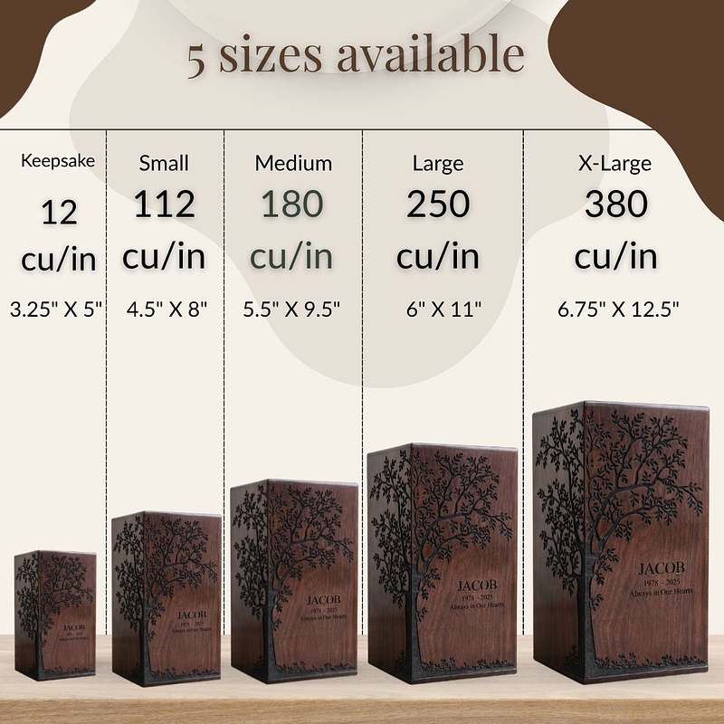 Tree of Life Personalized Wooden Urn for Ashes
