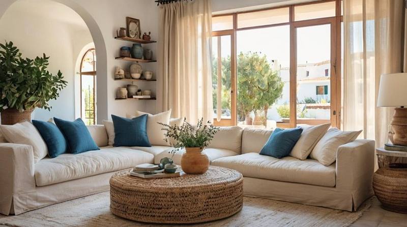 Essential decor items for a Mediterranean-inspired living room