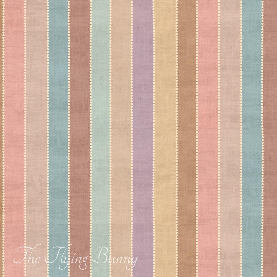 Soft pastel vertical stripes in faded beach-inspired colors with delicate dotted pearl-like lines running between the wider stripes.