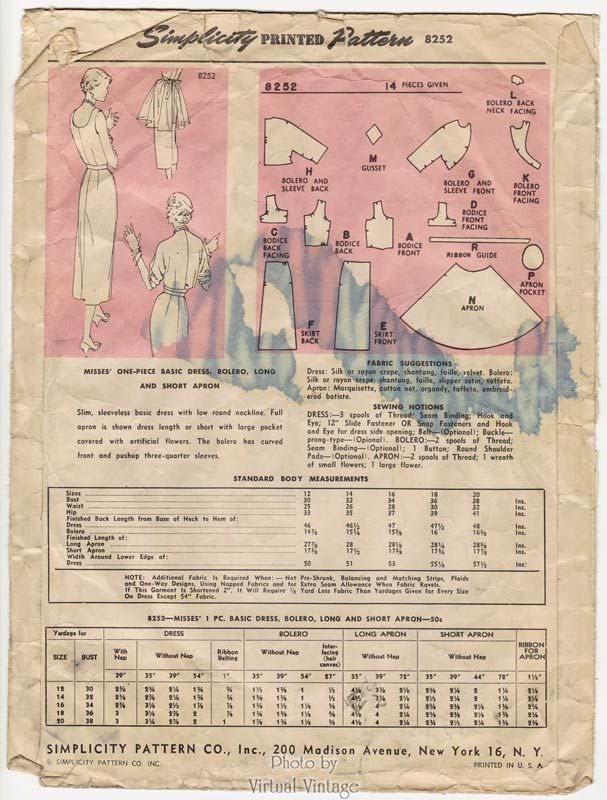 1950s Cocktail Dress Pattern, Simplicity Designers 8252, Vintage Sewing ...