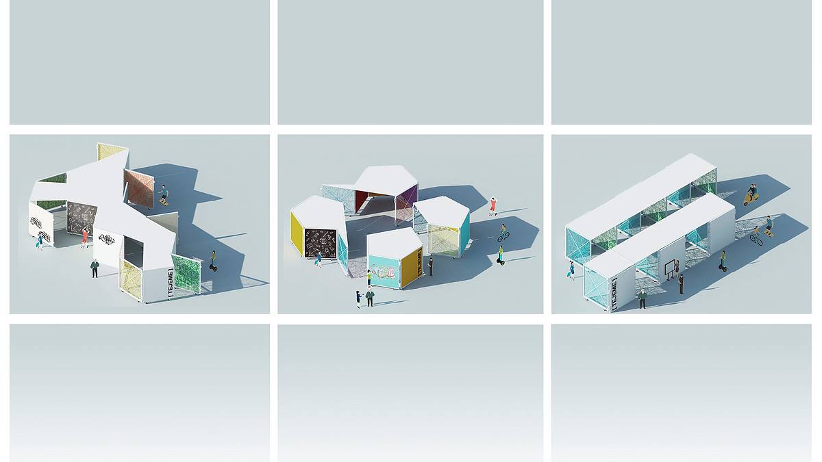 isometria esquematica intervencion modular urbana miraflores