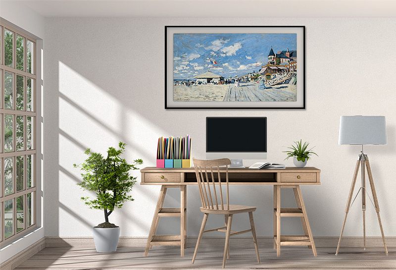 The Boardwalk on the Beach at Trouville – A French Scene Through Monet’s Magical Brush by Claude Mon
