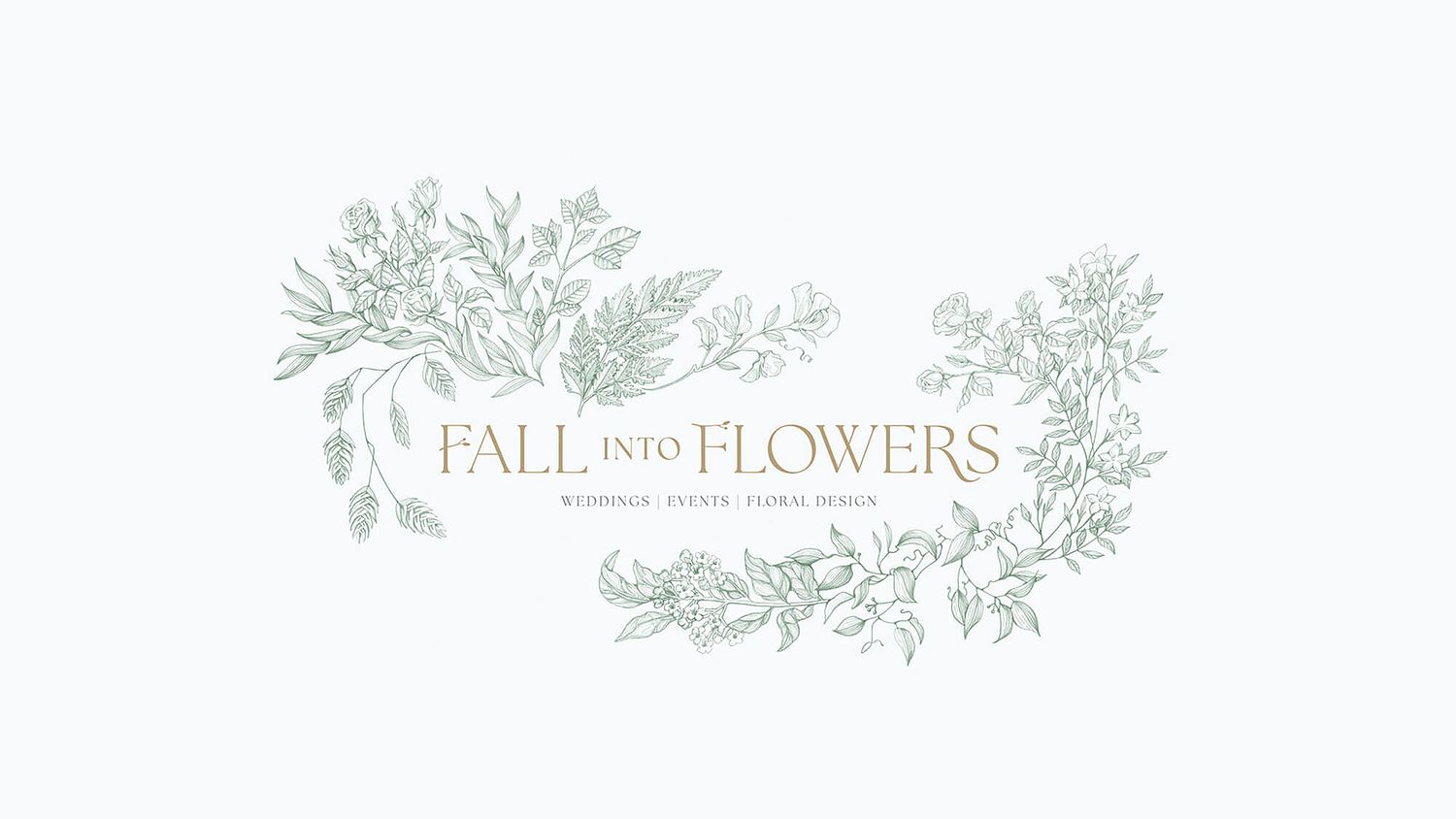 organic hand illustrated logo for florist Fall into Flowers