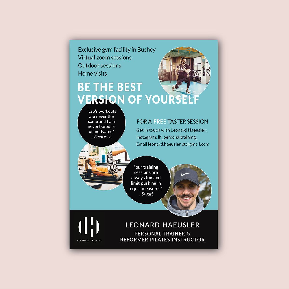 turquoise and black leaflet for personal trainer