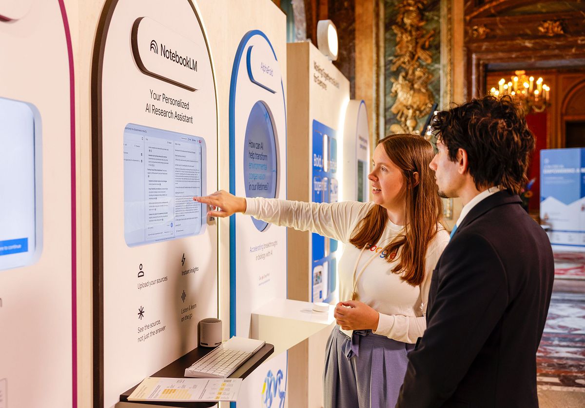 Google Gemini and AI stands at the EU Digital Summit 2025 in Brussels