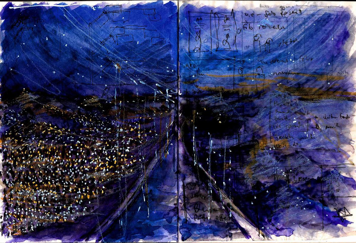 abstract caracas city sketch night urban composition