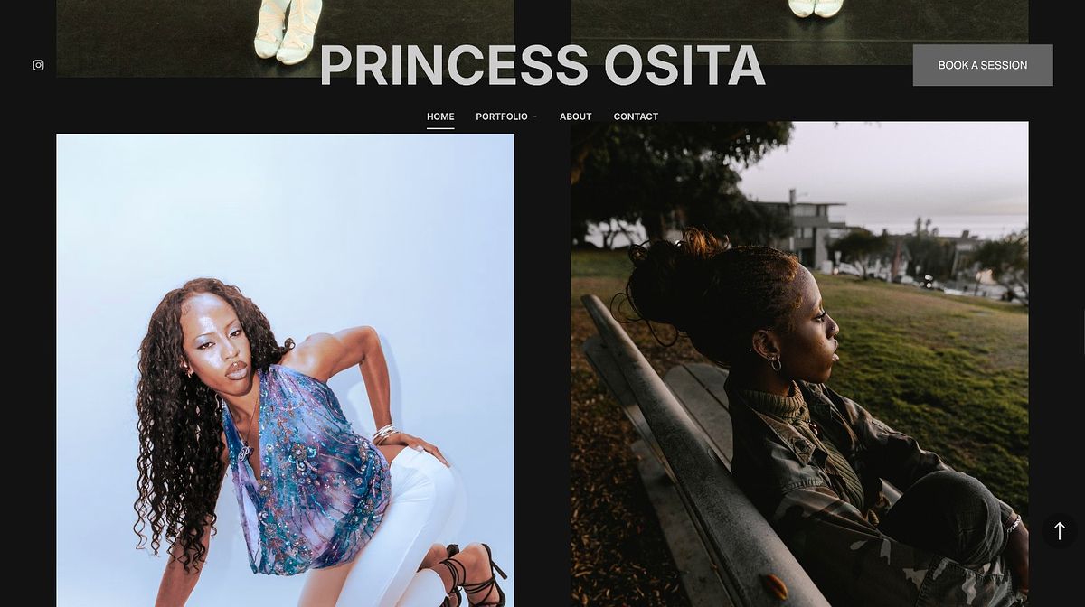 Princess Osita model portfolio website homepage