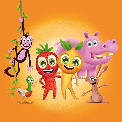 illustratie cover voor een kinderboekje voor vitamine gummies