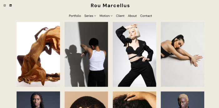 Rou Marcellus modefotografie portfolio website