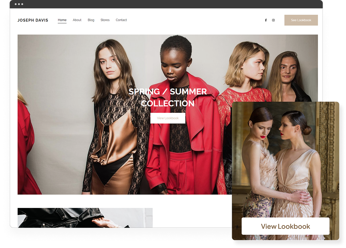 Fashion portfolio templates by Pixpa with lookbook layouts and a zero-commission store