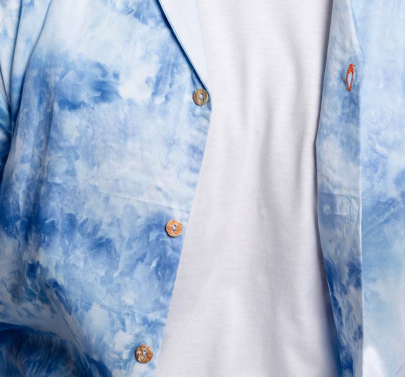 Cuban Collar Shirt - Summer Sky