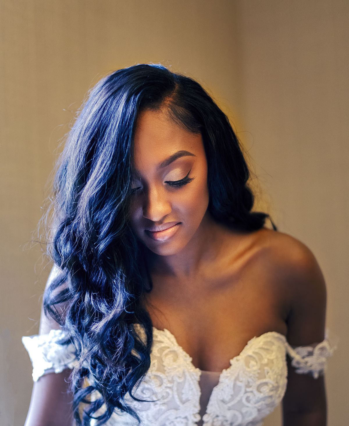 Natural light,Intimate portrait of bride, with light coming through the window