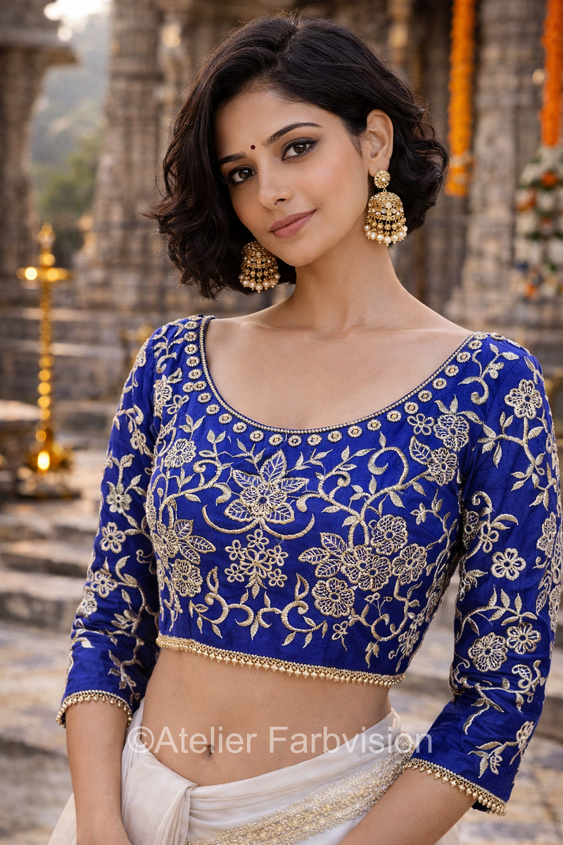 Saribluse Blau (Grösse 38) - 4104
