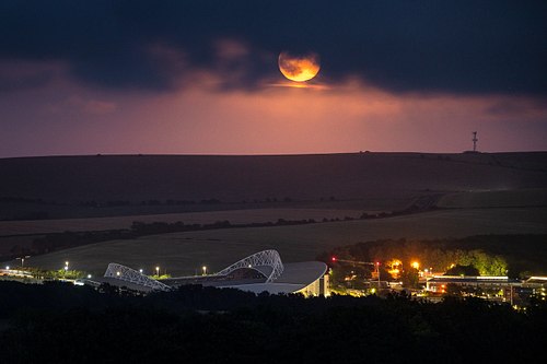 Moonrise over Brighton and Hove Albion Staidum