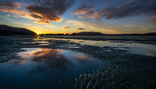 Skies, sunrise, sunset, Otago, Peninsula, port, Chalmers, boats, sail, marina, fishing, seascape, ocean, harbor, Dunedin, New Zealand, South Island, Pacific, daybreak, dawn, dusk, glow,