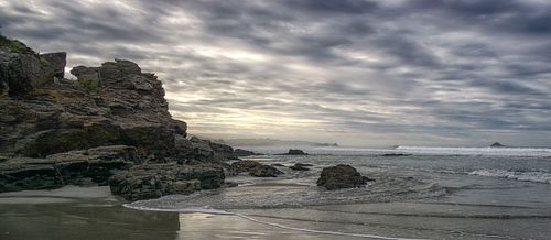 Seascapes, ocean, waves, shores, sand, rocks, surf, clouds, sky, travel, nature, landscape, seaside, beach, Brighton, Dunedin, Otago, South Island, New Zealand
