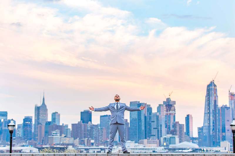 Riverwalk view of NYC | West New York New Jersey Summer Portrait Session | Athanasios