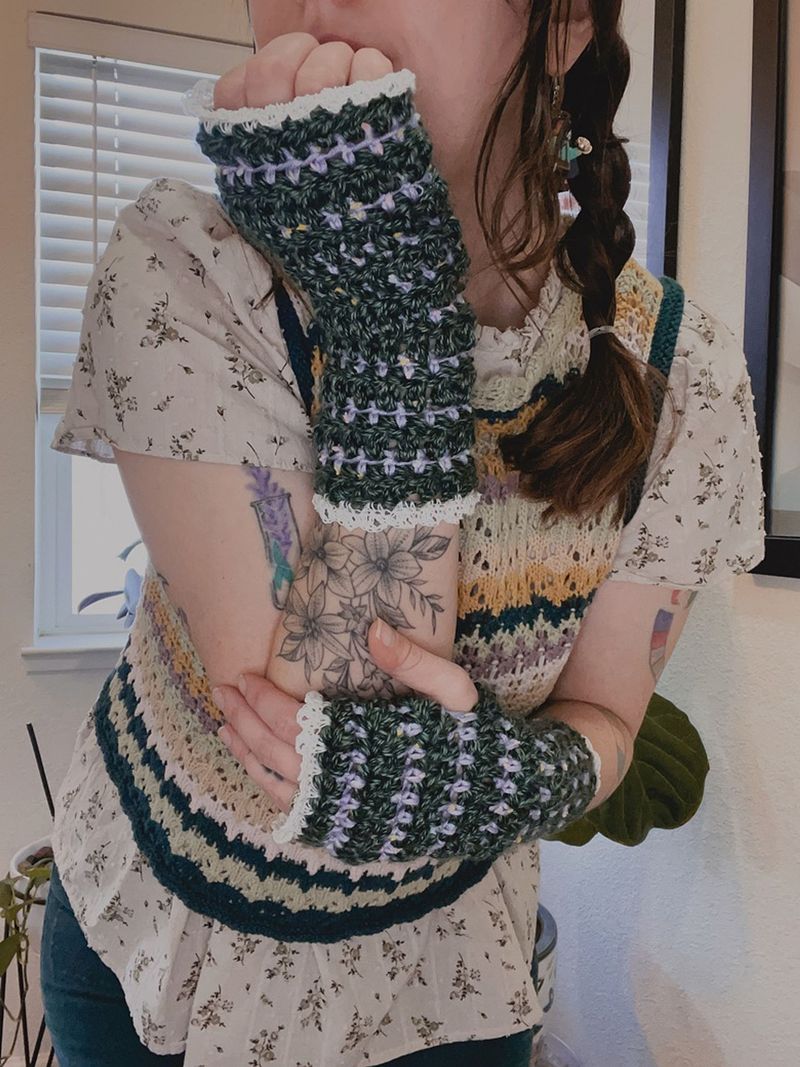 ⋆Dainty striped gloves - Crochet PDF pattern⋆