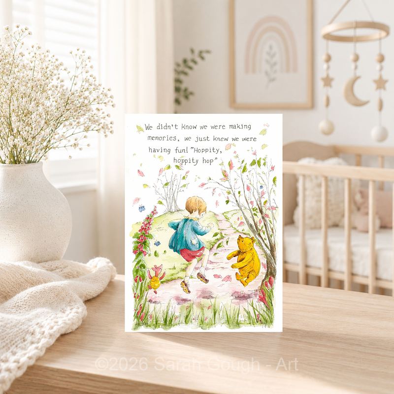Hoppity Hop | Winnie the Pooh, Christopher Robin and Piglet | Art Card