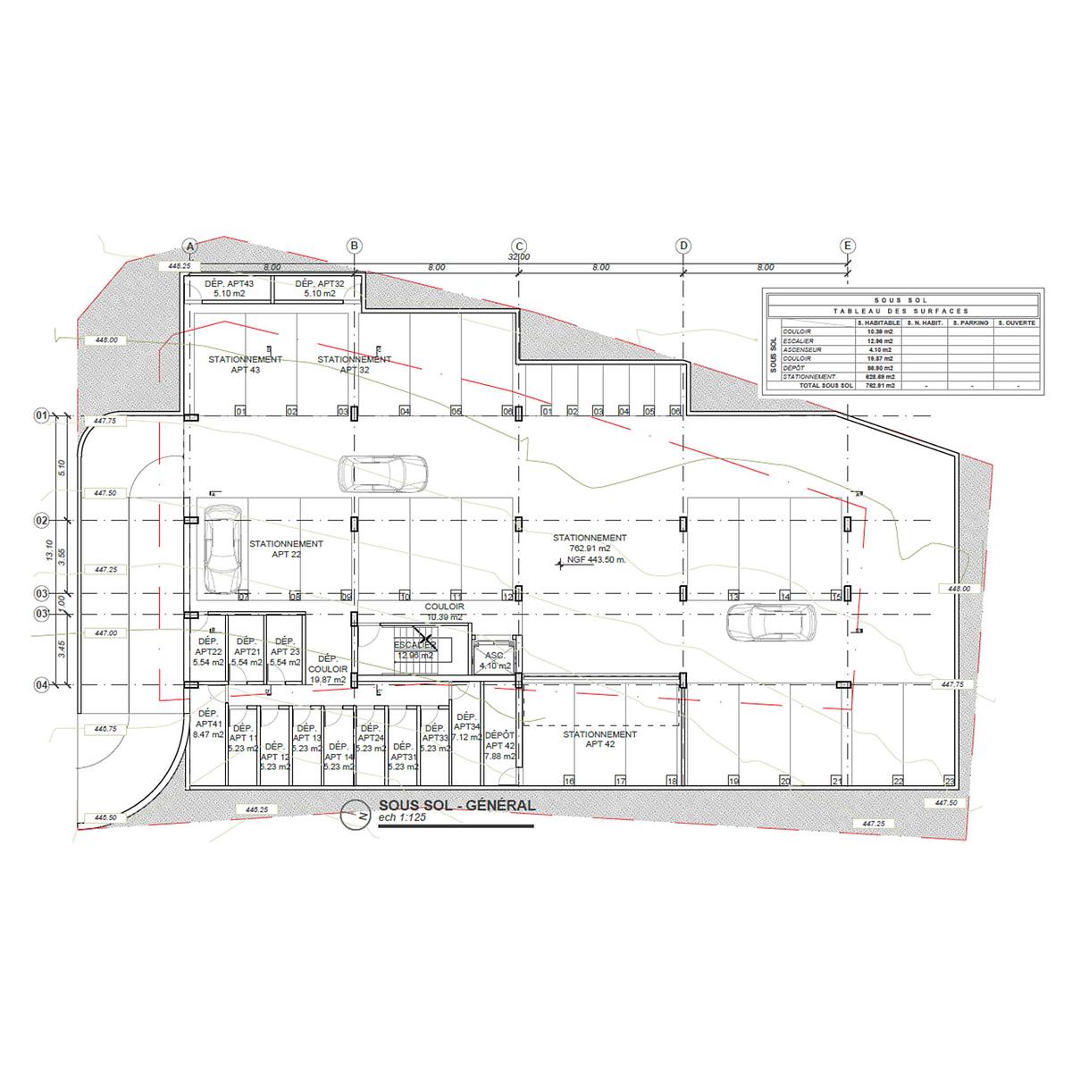 planta arquitect&oacute;nica edificio multifamiliar distribuci&oacute;n apartamentos