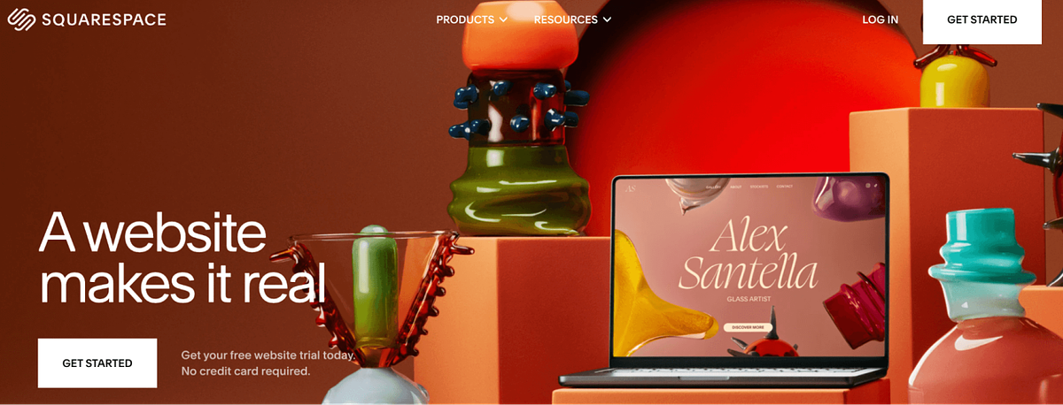 Page d'accueil de Squarespace