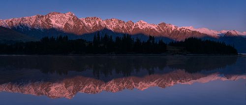 Mountains, Remarkables, Queenstown, New Zealand, Otago, lake, reflection, still, sunset, sunrise, shadow, Southern Alps, hiking, adventure, travel, landscape, nature,