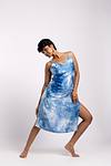 Linen Satin Slip Dress - Summer Sky