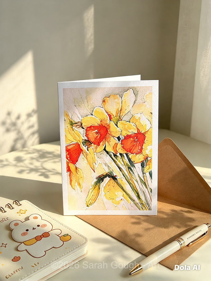 Spring Daffodils | Botanical Illustration | Art Card | with Envelope
