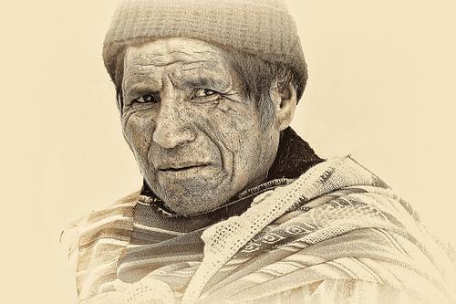 Portrait en sepia d'un homme du Pérou