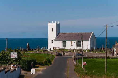 Church Overlooking the harbour at Balintoy