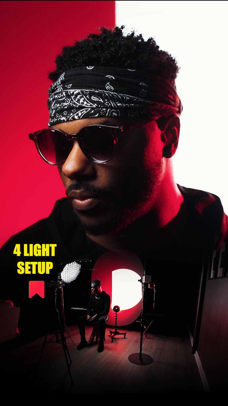 Two Toned Red and White - 4 Light Setup