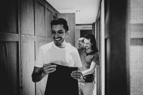 black and white candid moment