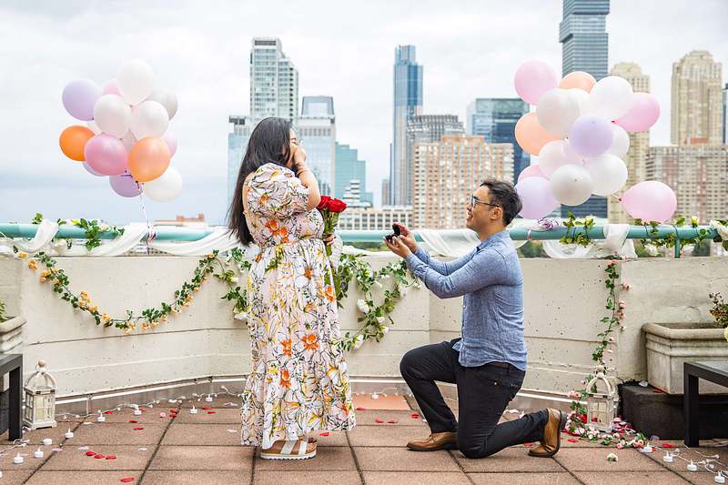 Jersey City Rooftop | Jersey City New Jersey Summer Proposal | Irene & Ben