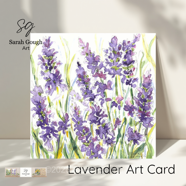 Lavender | Floral Art Card | Watercolour Original Illustration | with Envelope | Wildflowers