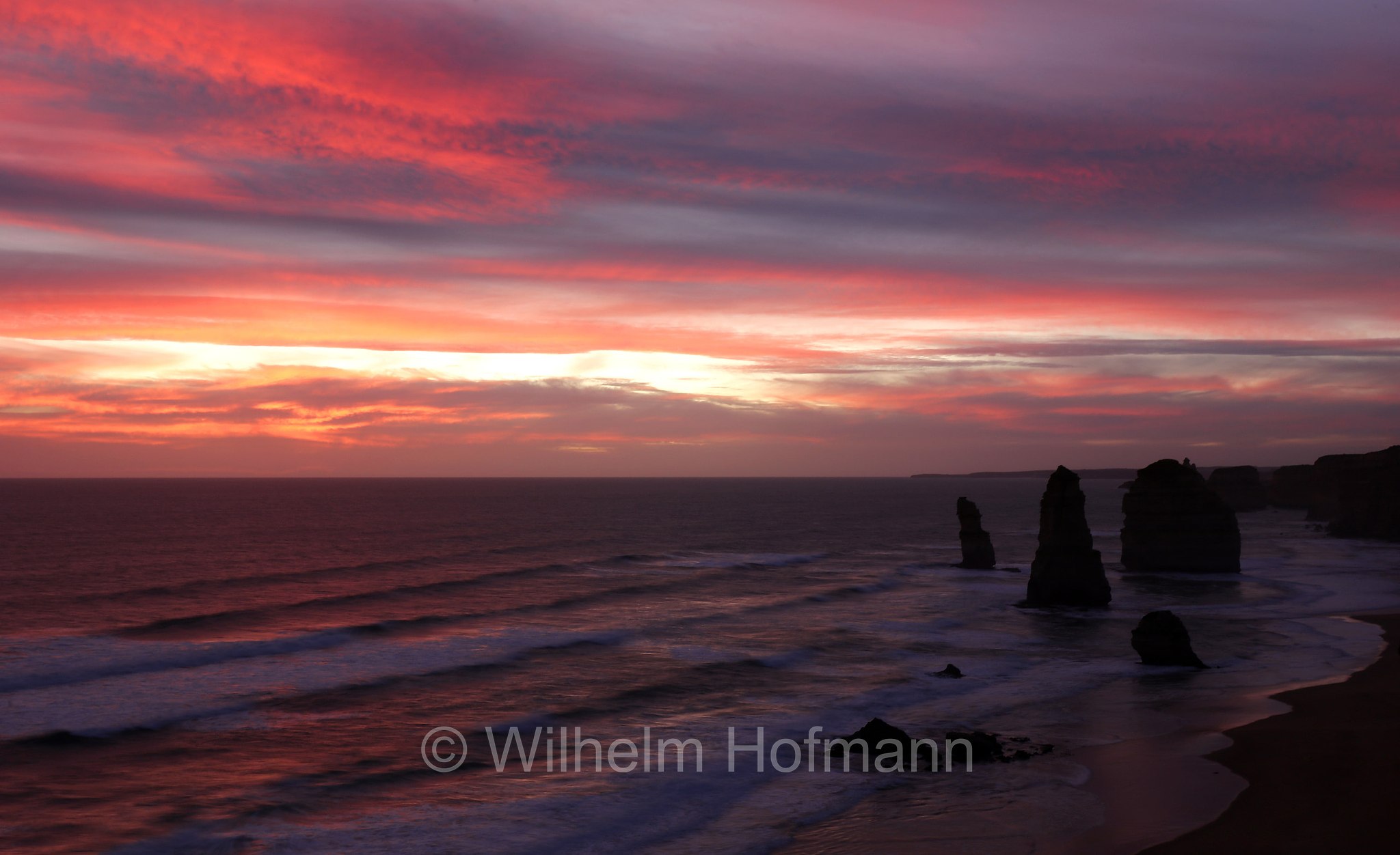 The Twelve Apostles, Twelve Apostles, Zwölf Apostel, Dodici Apostoli, Sunset, Port Campbell National Park, Port Campbell Nationalpark, Parco nazionale Port Campbell, Twelve Apostles Marine National Park, Twelve-Apostles-Meeresnationalpark, Great Ocean Road, Victoria, Australia, Australien
